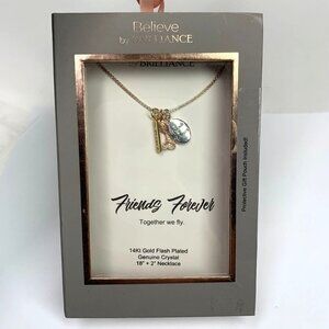 Believe by Brilliance Friends Forever 14Kt Gold Plated Crystal Charm Necklace